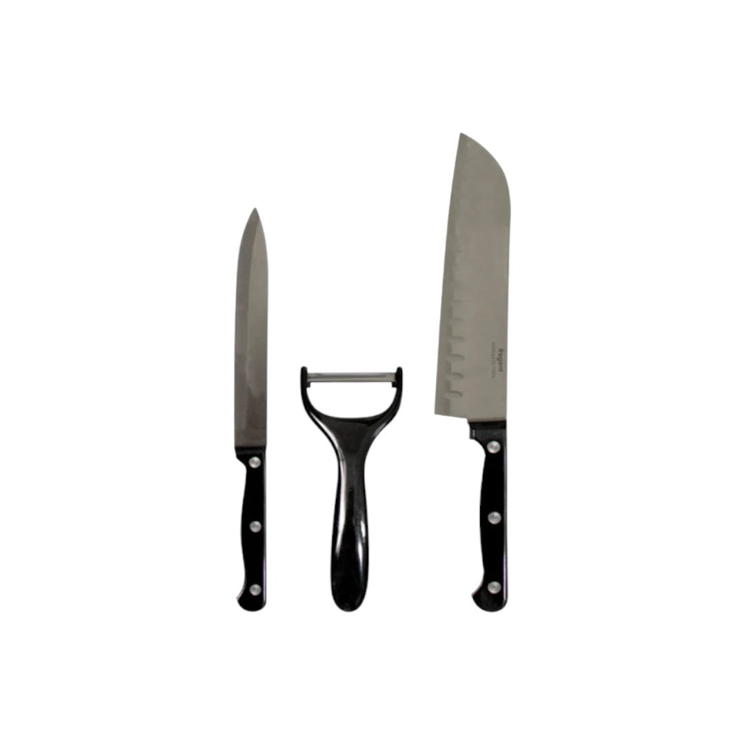 Regent kitchen 3pcs Set utility Knives with peeler