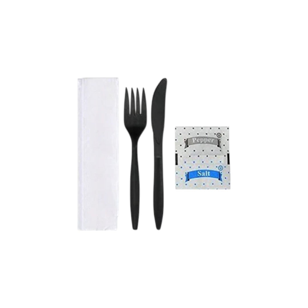 Disposable Black Cutlery Set 25pack