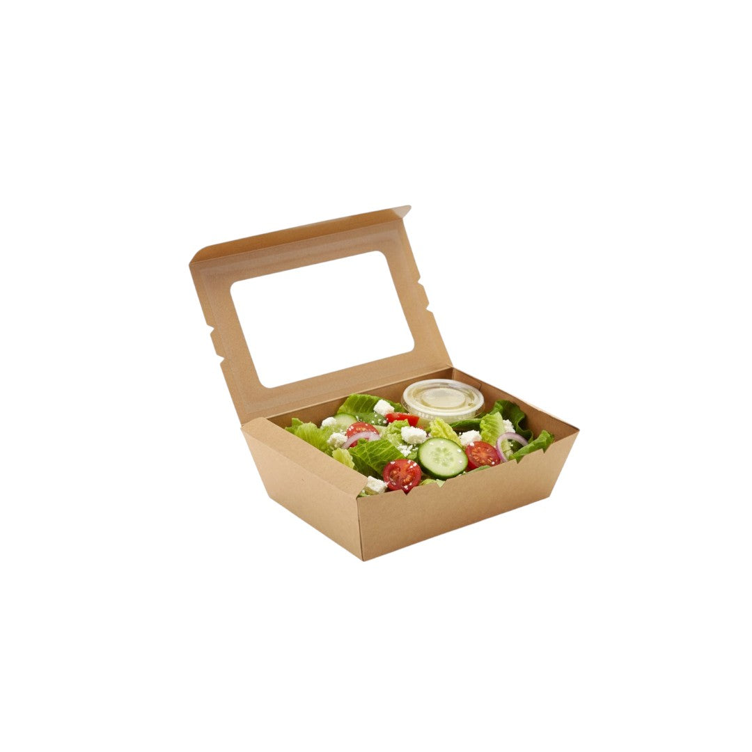 Kraft Paper Salad Box no.4 with Window Lid 5pack
