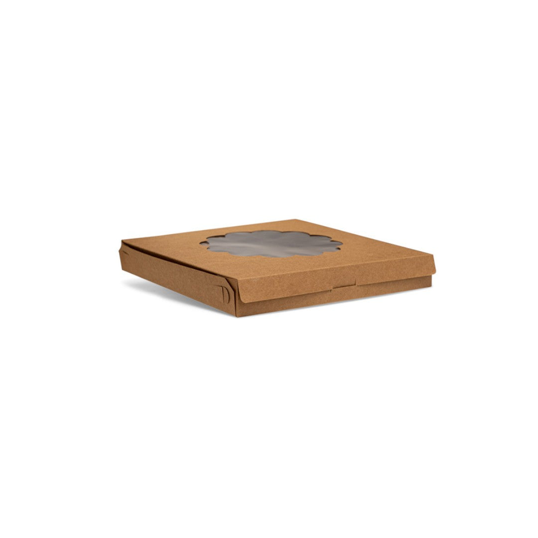Kraft Quiche Box with PLA Window 280x280x40mm - 50pack
