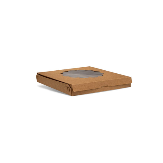 Kraft Quiche Box with PLA Window 280x280x40mm - 50pack