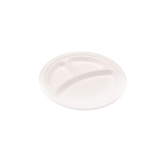 Biodegradable Three Division Round Plate 25cm 1pc