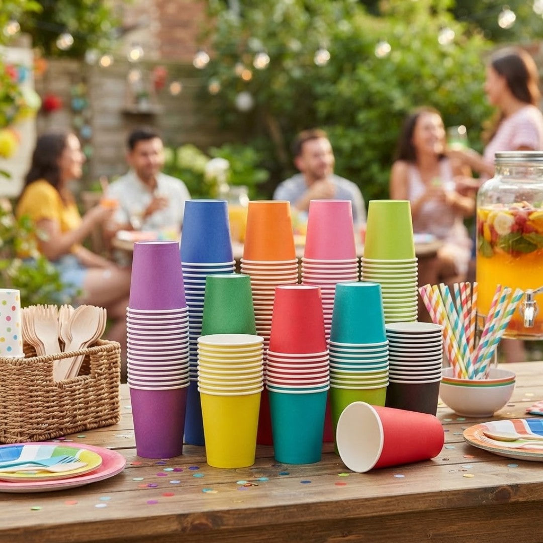 Disposable Party Paper Cups Plain 250ml 10pcs