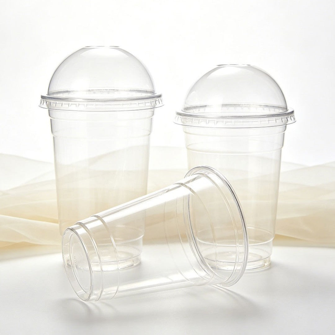 Disposable Clear Plastic with Dome Lid & Drinking Hole 10Pack