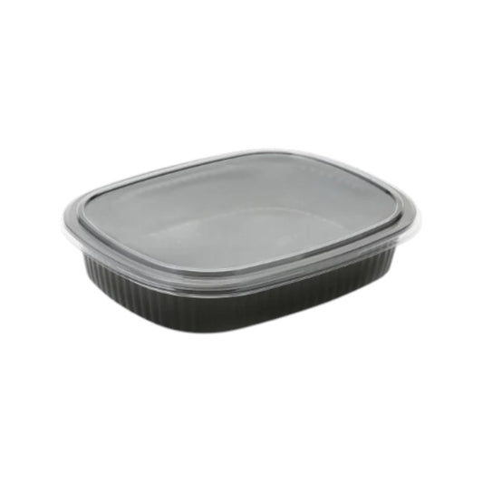 Disposable Meal Tray with Black Base and Clear Lid – 5Pack