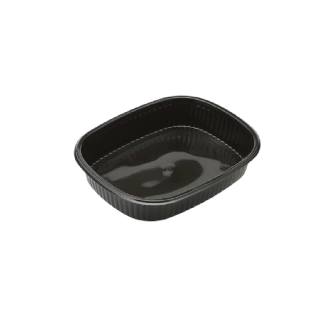 Disposable Meal Tray with Black Base and Clear Lid – 5Pack