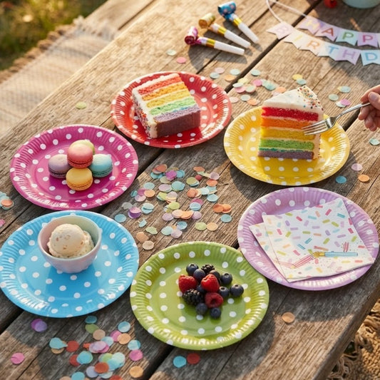 Disposable Party Paper plates Polka Dot 9inch 8pcs