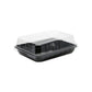 Sushi Lunch Meal Container Medium Tray  Black Base with Clear Lid T271/L355 – 10Pack