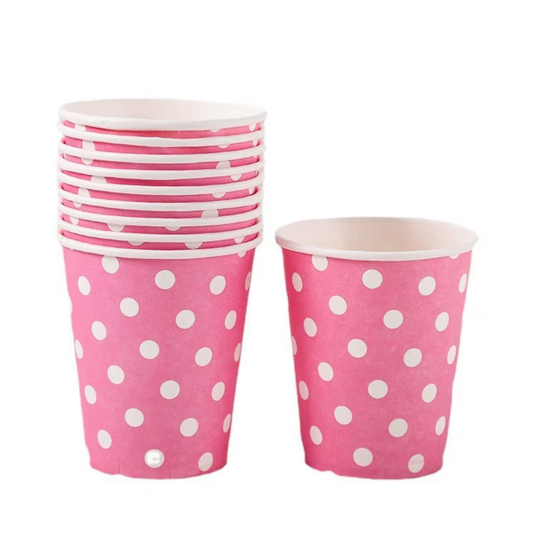 Disposable Party Paper Cups Polka Dots 250ml 10pcs
