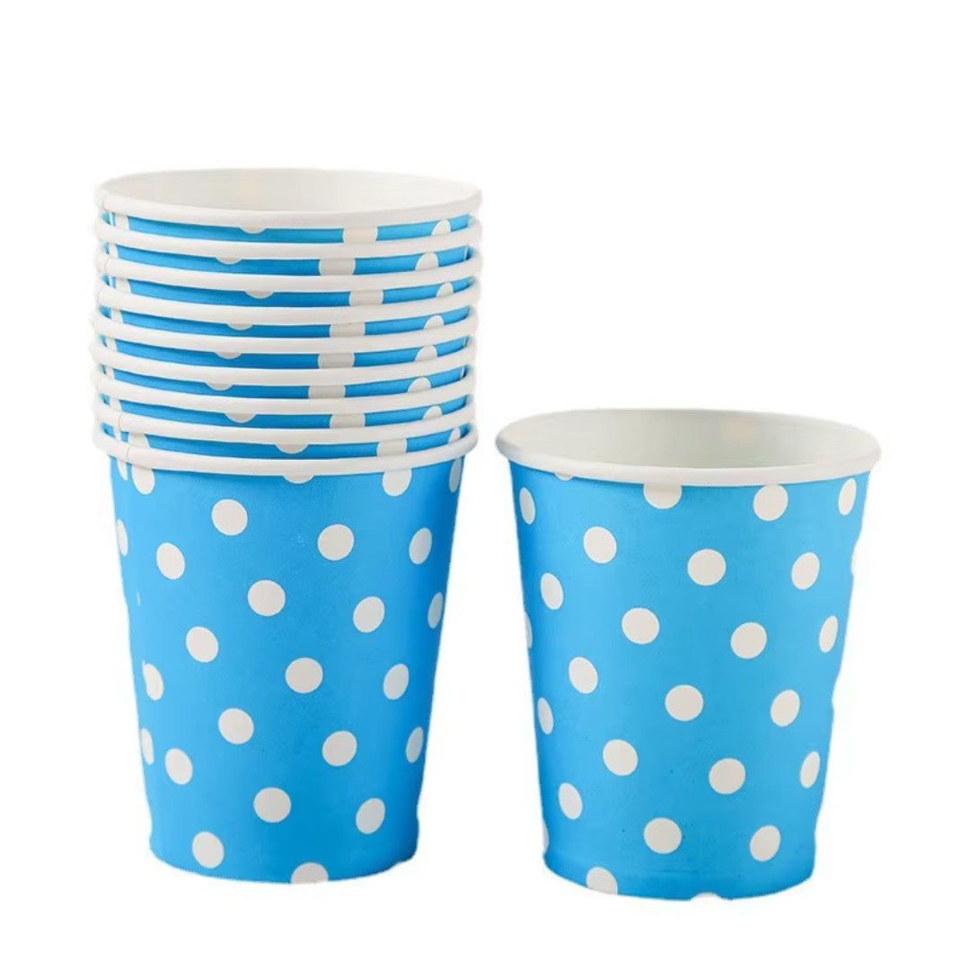 Disposable Party Paper Cups Polka Dots 250ml 10pcs