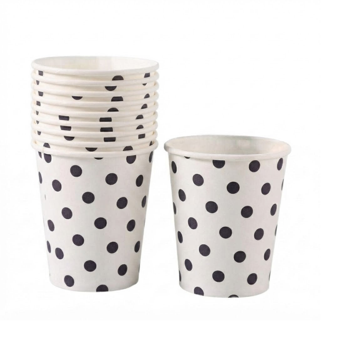 Disposable Party Paper Cups Polka Dots 250ml 10pcs