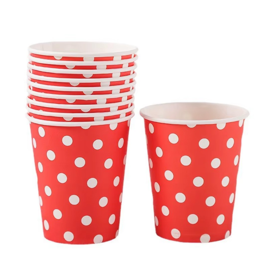 Disposable Party Paper Cups Polka Dots 250ml 10pcs
