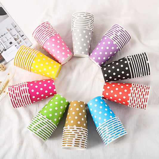 Disposable Party Paper Cups Polka Dots 250ml 10pcs