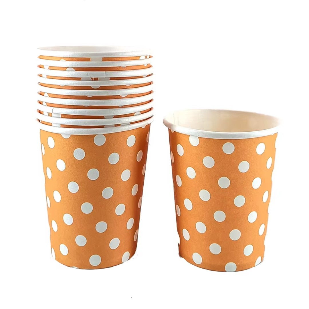 Disposable Party Paper Cups Polka Dots 250ml 10pcs