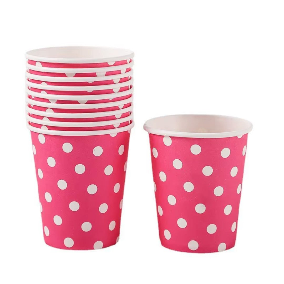 Disposable Party Paper Cups Polka Dots 250ml 10pcs