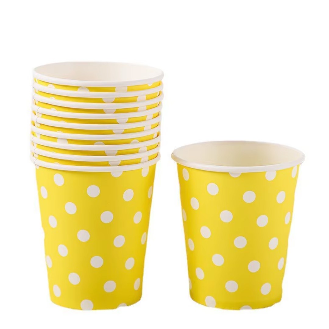 Disposable Party Paper Cups Polka Dots 250ml 10pcs