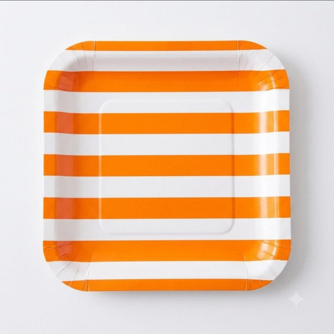 Disposable Party Paper Plate with Stripe Design 8pcs