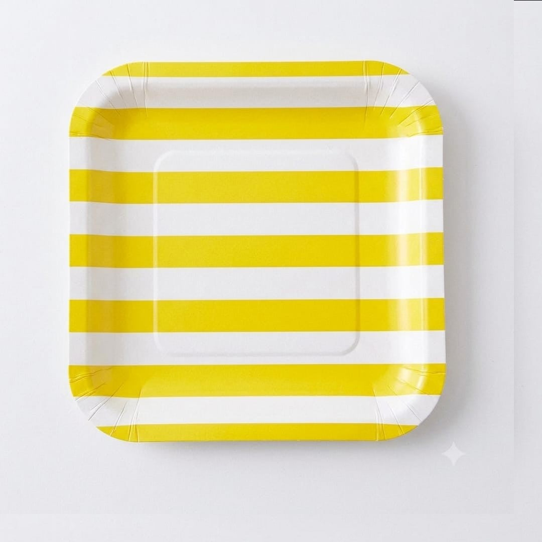 Disposable Party Paper Plate with Stripe Design 8pcs