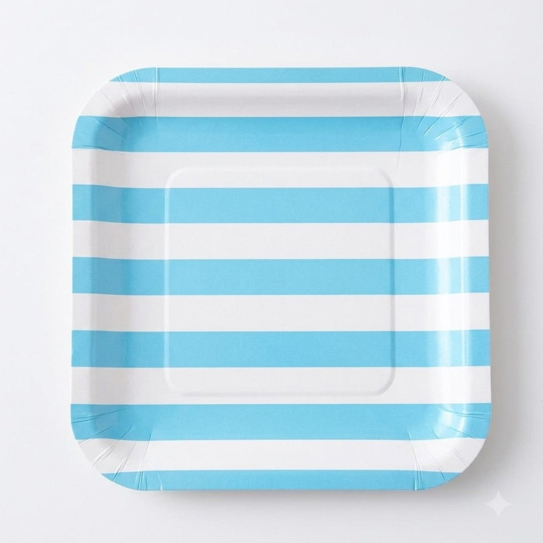 Disposable Party Paper Plate with Stripe Design 8pcs