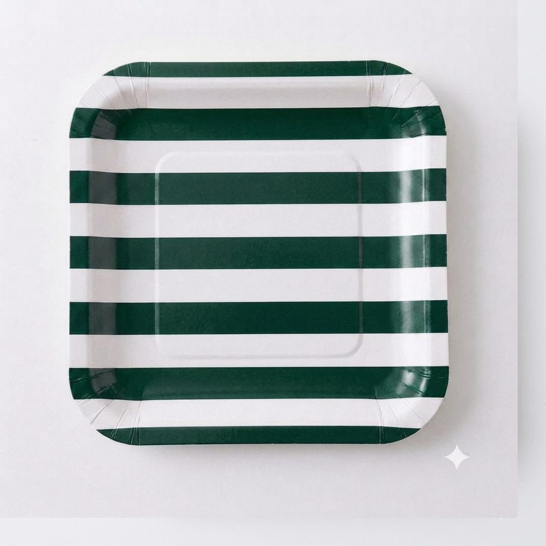 Disposable Party Paper Plate with Stripe Design 8pcs