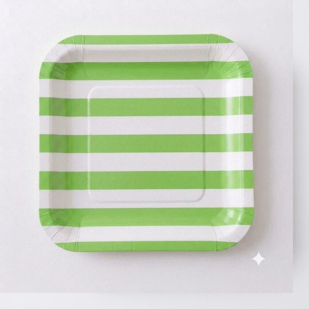 Disposable Party Paper Plate with Stripe Design 8pcs