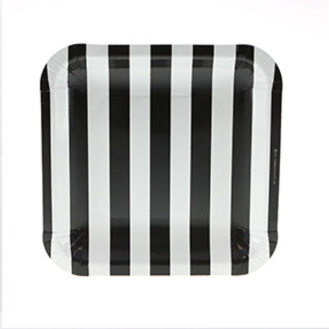 Disposable Party Paper Plate with Stripe Design 8pcs