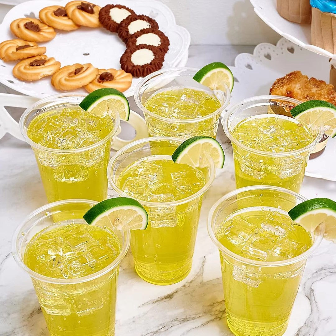 Disposable Clear Plastic Cups Thin Wall 500ml 10 Pack