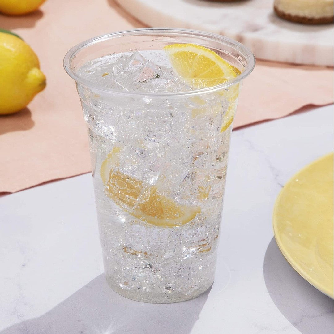 Disposable Clear Plastic Cups Thin Wall 500ml 10 Pack