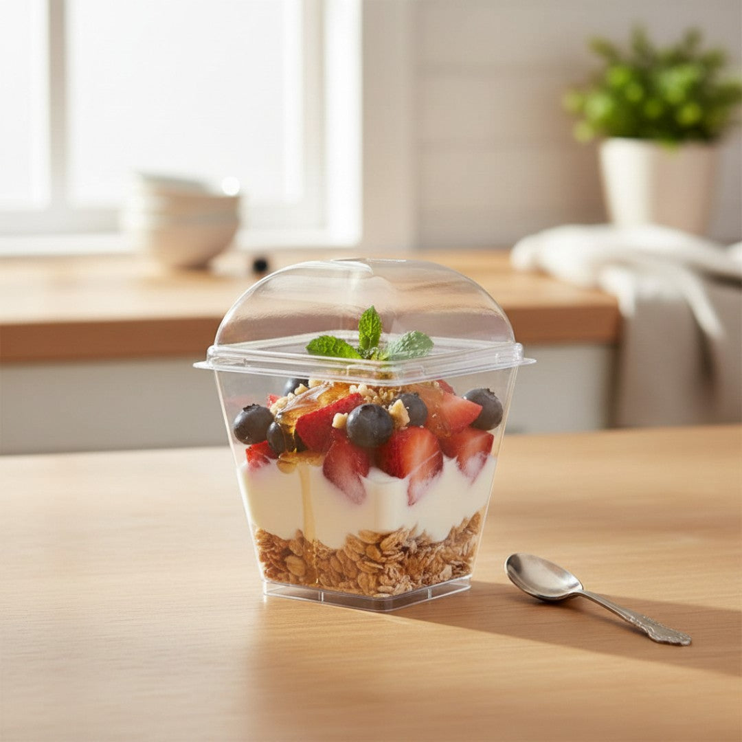 Acrylic Mini Dessert Cup 210ml with Lid 40pack