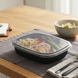 Disposable Meal Tray with Black Base and Clear Lid – 5Pack